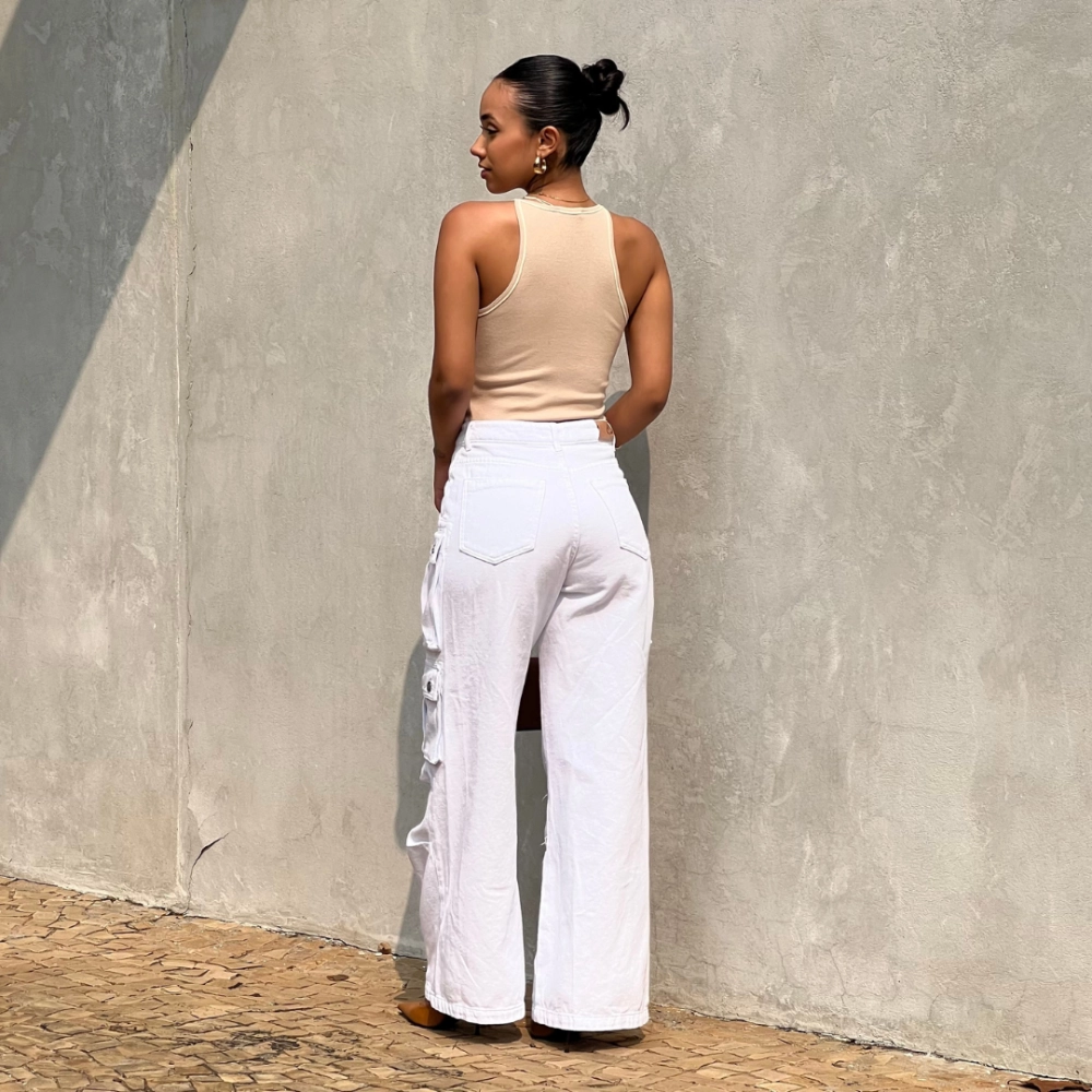 Calça Cargo Haley - Branco