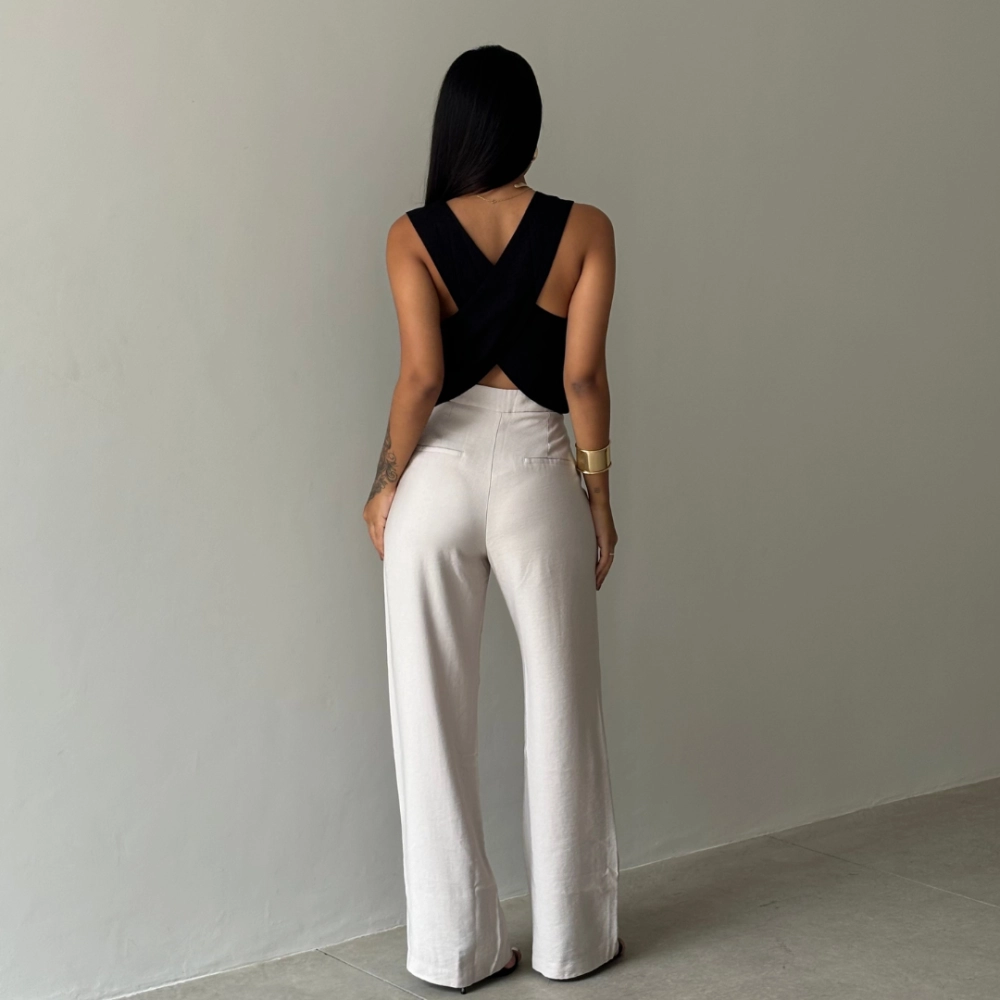 Calça Wide Leg Malu - Cinza