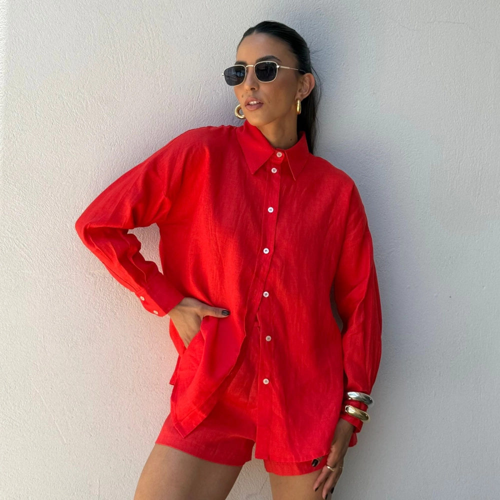 Camisa Linho Kamily - Vermelho