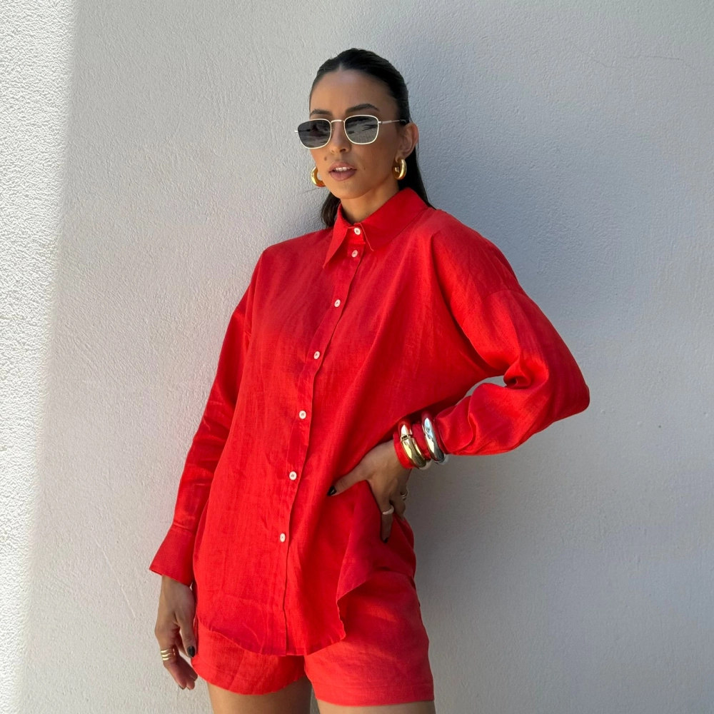 Camisa Linho Kamily - Vermelho