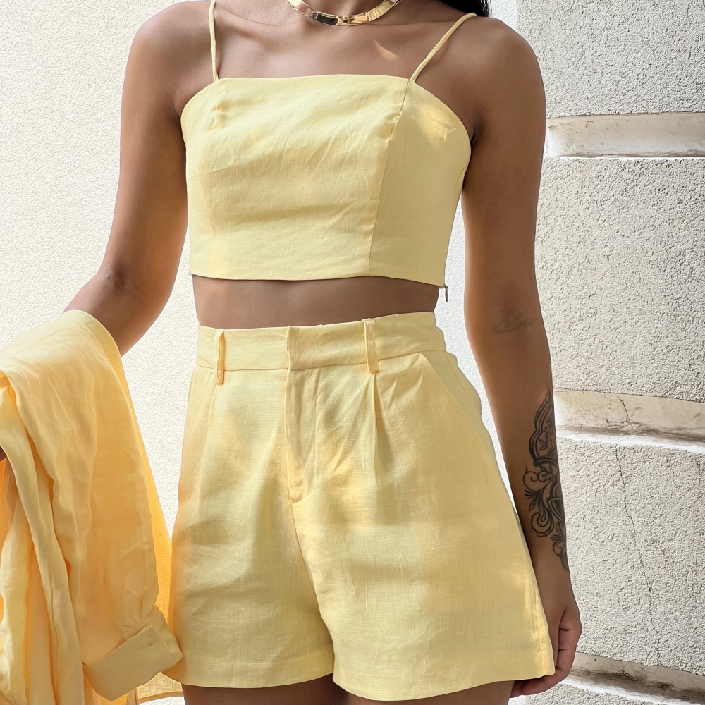 Cropped Linho Renata - Amarelo