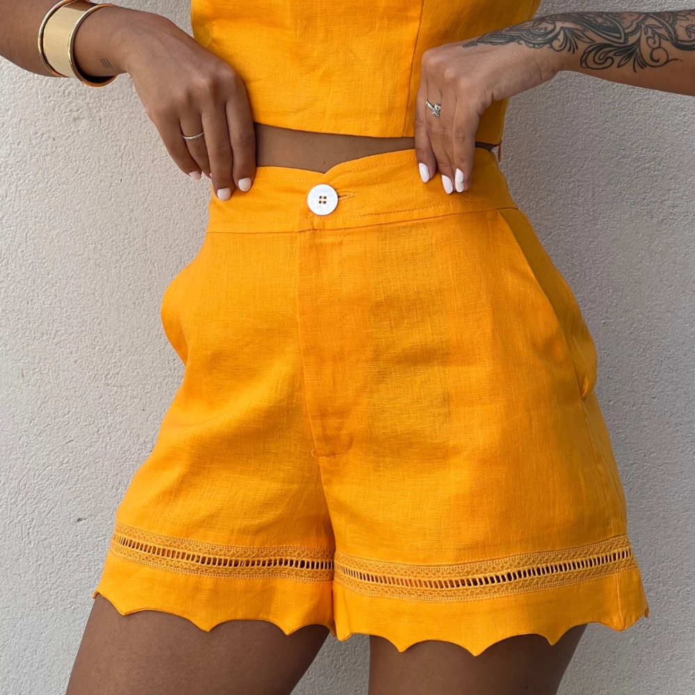 Shorts Linho Laura - Laranja