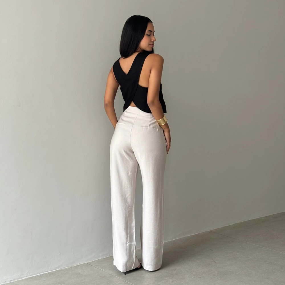 Calça Wide Leg Malu - Cinza