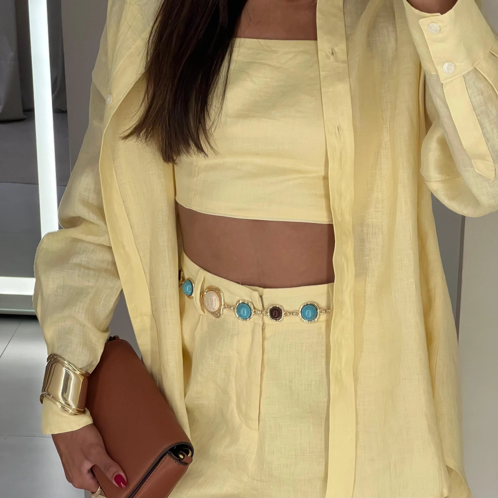 Camisa Linho Kamily - Amarelo